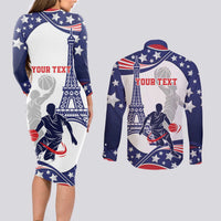 Personalized USA Basketball Couples Matching Long Sleeve Bodycon Dress and Long Sleeve Button Shirt One For All Summer Sport LT9 - Wonder Print Shop