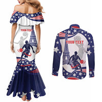 Personalized USA Basketball Couples Matching Mermaid Dress and Long Sleeve Button Shirt One For All Summer Sport