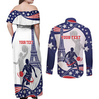 Personalized USA Basketball Couples Matching Off Shoulder Maxi Dress and Long Sleeve Button Shirt One For All Summer Sport LT9 - Wonder Print Shop