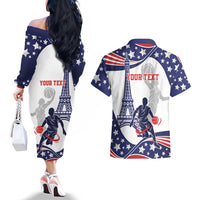Personalized USA Basketball Couples Matching Off The Shoulder Long Sleeve Dress and Hawaiian Shirt One For All Summer Sport LT9 - Wonder Print Shop