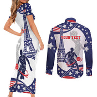 Personalized USA Basketball Couples Matching Short Sleeve Bodycon Dress and Long Sleeve Button Shirt One For All Summer Sport LT9 - Wonder Print Shop