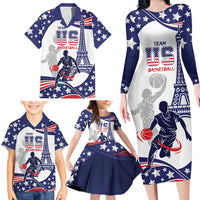 Personalized USA Basketball Family Matching Long Sleeve Bodycon Dress and Hawaiian Shirt One For All Summer Sport LT9 - Wonder Print Shop
