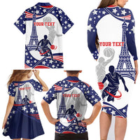 Personalized USA Basketball Family Matching Long Sleeve Bodycon Dress and Hawaiian Shirt One For All Summer Sport LT9 - Wonder Print Shop