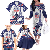 Personalized USA Basketball Family Matching Off The Shoulder Long Sleeve Dress and Hawaiian Shirt One For All Summer Sport - Wonder Print Shop