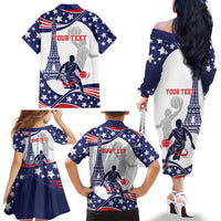 Personalized USA Basketball Family Matching Off The Shoulder Long Sleeve Dress and Hawaiian Shirt One For All Summer Sport - Wonder Print Shop