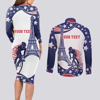 Personalized USA Cycling Couples Matching Long Sleeve Bodycon Dress and Long Sleeve Button Shirt One For All Summer Sport LT9 - Wonder Print Shop