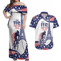 Personalized USA Cycling Couples Matching Off Shoulder Maxi Dress and Hawaiian Shirt One For All Summer Sport LT9 - Wonder Print Shop