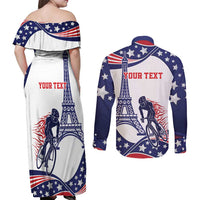 Personalized USA Cycling Couples Matching Off Shoulder Maxi Dress and Long Sleeve Button Shirt One For All Summer Sport LT9 - Wonder Print Shop