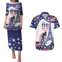 Personalized USA Cycling Couples Matching Puletasi and Hawaiian Shirt One For All Summer Sport LT9 - Wonder Print Shop