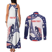Personalized USA Cycling Couples Matching Tank Maxi Dress and Long Sleeve Button Shirt One For All Summer Sport LT9 - Wonder Print Shop