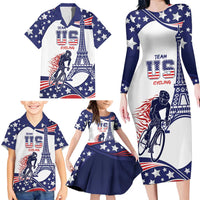 Personalized USA Cycling Family Matching Long Sleeve Bodycon Dress and Hawaiian Shirt One For All Summer Sport LT9 - Wonder Print Shop