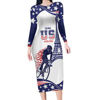 Personalized USA Cycling Long Sleeve Bodycon Dress One For All Summer Sport - Wonder Print Shop