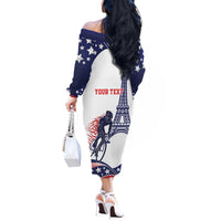 Personalized USA Cycling Off The Shoulder Long Sleeve Dress One For All Summer Sport - Wonder Print Shop