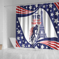 Personalized USA Cycling Shower Curtain One For All Summer Sport