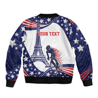 Personalized USA Cycling Sleeve Zip Bomber Jacket One For All Summer Sport - Wonder Print Shop