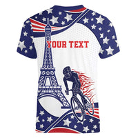 Personalized USA Cycling Women V-Neck T-Shirt One For All Summer Sport - Wonder Print Shop