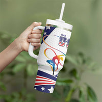 Personalized USA Gymnastics Tumbler With Handle One For All Summer Sport - Wonder Print Shop
