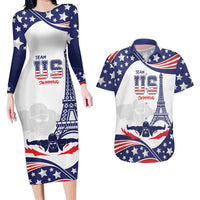 Personalized USA Swimming Couples Matching Long Sleeve Bodycon Dress and Hawaiian Shirt One For All Summer Sport LT9 - Wonder Print Shop