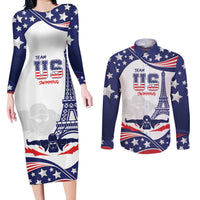 Personalized USA Swimming Couples Matching Long Sleeve Bodycon Dress and Long Sleeve Button Shirt One For All Summer Sport LT9 - Wonder Print Shop