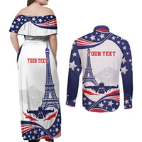 Personalized USA Swimming Couples Matching Off Shoulder Maxi Dress and Long Sleeve Button Shirt One For All Summer Sport LT9 - Wonder Print Shop