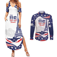 Personalized USA Swimming Couples Matching Summer Maxi Dress and Long Sleeve Button Shirt One For All Summer Sport LT9 - Wonder Print Shop