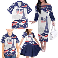 Personalized USA Swimming Family Matching Off The Shoulder Long Sleeve Dress and Hawaiian Shirt One For All Summer Sport - Wonder Print Shop