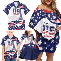 Personalized USA Swimming Family Matching Off Shoulder Short Dress and Hawaiian Shirt One For All Summer Sport LT9 - Wonder Print Shop