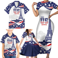 Personalized USA Swimming Family Matching Short Sleeve Bodycon Dress and Hawaiian Shirt One For All Summer Sport - Wonder Print Shop