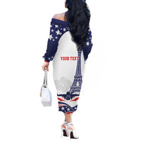 Personalized USA Swimming Off The Shoulder Long Sleeve Dress One For All Summer Sport - Wonder Print Shop