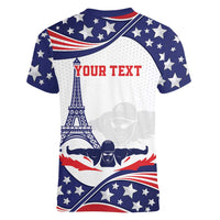 Personalized USA Swimming Women V-Neck T-Shirt One For All Summer Sport - Wonder Print Shop