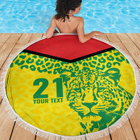 Custom Guyana Golden Jaguars Beach Blanket Heritage Flame Edition - Wonder Print Shop