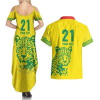 Custom Guyana Golden Jaguars Couples Matching Summer Maxi Dress and Hawaiian Shirt Heritage Flame Edition - Wonder Print Shop