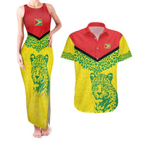 Custom Guyana Golden Jaguars Couples Matching Tank Maxi Dress and Hawaiian Shirt Heritage Flame Edition - Wonder Print Shop