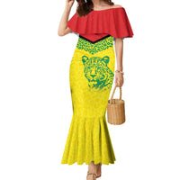 Custom Guyana Golden Jaguars Family Matching Mermaid Dress and Hawaiian Shirt Heritage Flame Edition - Wonder Print Shop