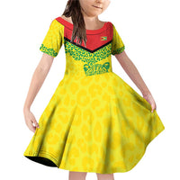 Custom Guyana Golden Jaguars Family Matching Off Shoulder Short Dress and Hawaiian Shirt Heritage Flame Edition - Wonder Print Shop