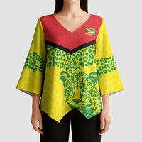 Custom Guyana Golden Jaguars Kimono Sleeve Blouse Heritage Flame Edition - Wonder Print Shop