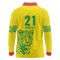 Custom Guyana Golden Jaguars Long Sleeve Polo Shirt Heritage Flame Edition - Wonder Print Shop