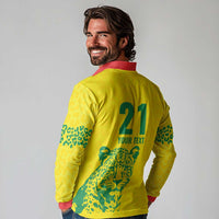 Custom Guyana Golden Jaguars Long Sleeve Polo Shirt Heritage Flame Edition - Wonder Print Shop