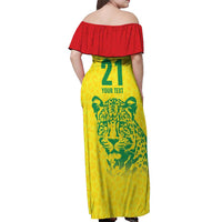 Custom Guyana Golden Jaguars Off Shoulder Maxi Dress Heritage Flame Edition - Wonder Print Shop