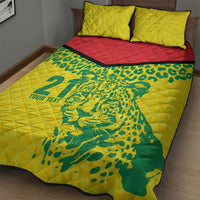 Custom Guyana Golden Jaguars Quilt Bed Set Heritage Flame Edition - Wonder Print Shop