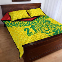 Custom Guyana Golden Jaguars Quilt Bed Set Heritage Flame Edition - Wonder Print Shop