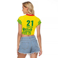 Custom Guyana Golden Jaguars Raglan Cropped T Shirt Heritage Flame Edition - Wonder Print Shop