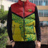 Custom Guyana Golden Jaguars Sleeveless Puffer Jacket Heritage Flame Edition - Wonder Print Shop