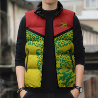 Custom Guyana Golden Jaguars Sleeveless Puffer Jacket Heritage Flame Edition - Wonder Print Shop