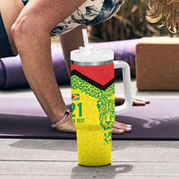 Custom Guyana Golden Jaguars Tumbler With Handle Heritage Flame Edition - Wonder Print Shop