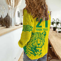 Custom Guyana Golden Jaguars Women Casual Shirt Heritage Flame Edition - Wonder Print Shop