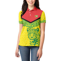 Custom Guyana Golden Jaguars Women Polo Shirt Heritage Flame Edition - Wonder Print Shop
