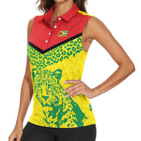 Custom Guyana Golden Jaguars Women Sleeveless Polo Shirt Heritage Flame Edition - Wonder Print Shop