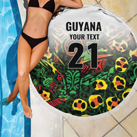 Custom Guyana Football Beach Blanket Spirit of the Jaguar - White - Wonder Print Shop