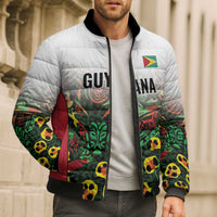 Custom Guyana Football Bomber Puffer Jacket Spirit of the Jaguar - White - Wonder Print Shop